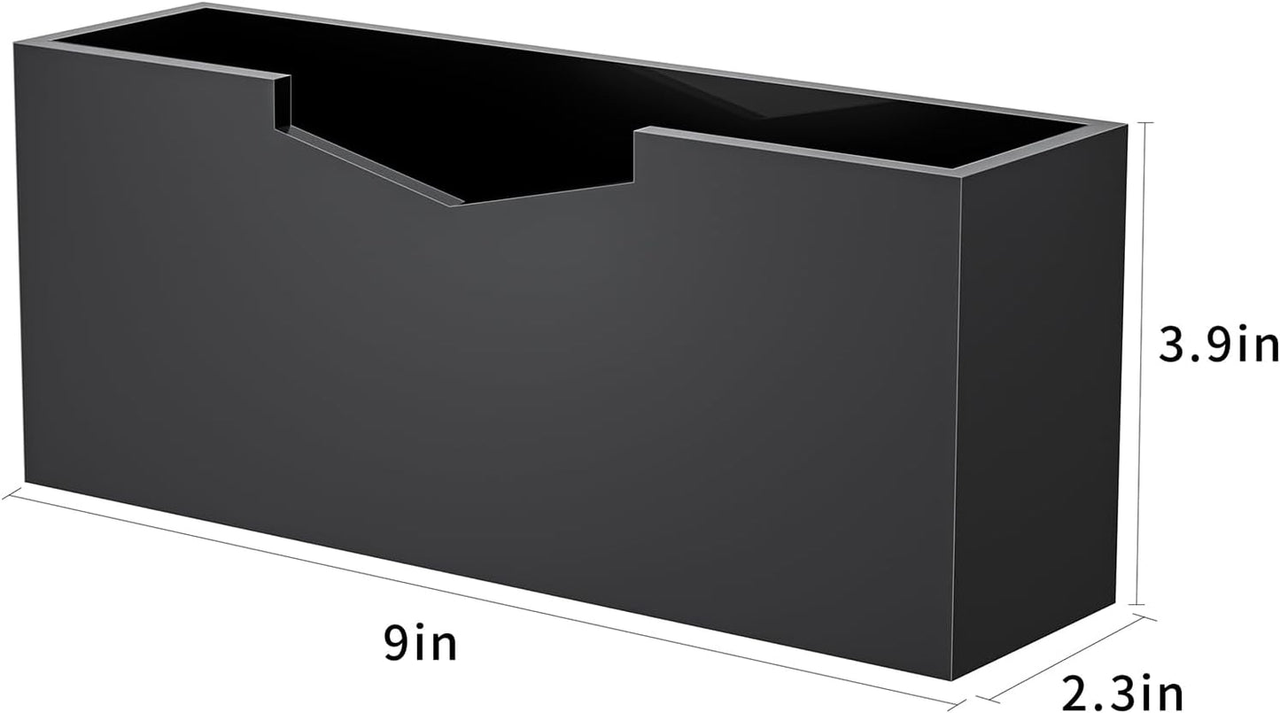 HELPLEX Black Acrylic Guest Towel & Napkin Holder - Waterproof Splash-Proof Vertical Design for Bathroom, Kitchen, Dining Table - Home Hotel Office Organizer (1-Pack)