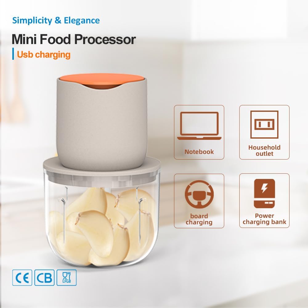 Wireless Electric Food Processor,600ML Electric Food Chopper For Meat,Onions,vegetables,Garlic,Complementary Food, Meat Chopper Blender
