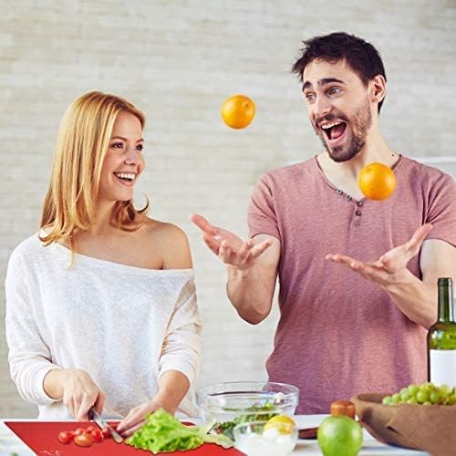 Fotouzy Plastic Cutting Boards for Kitchen, Flexible Cutting Mats Set of 7 with Food Icons, BPA-Free, Upgrade 100% Anti-skid, Dishwasher Safe, 15x12 In, Rainbow Colors