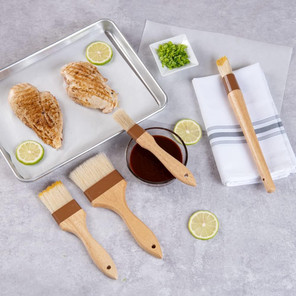 Restaurantware Pastry Tek 8.4 Inches Buttering Brush 1 Boar Bristles Pastry Brush - Hardwood Handle Built-In Hanging Hole Wood Basting Brush Sturdy Ferrule For Glazing And Basting