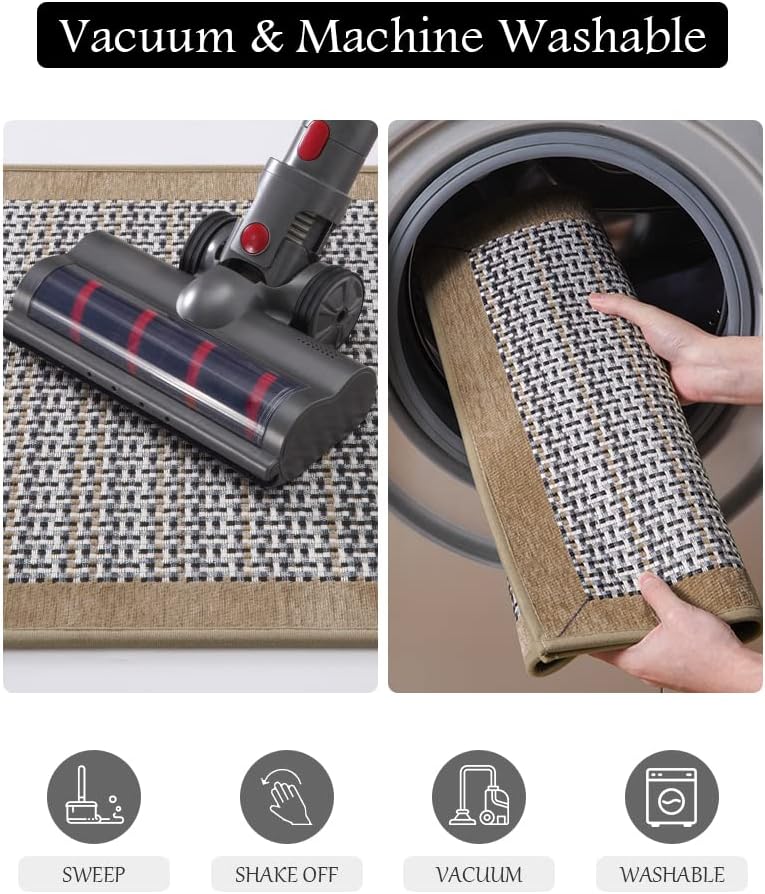 PADOOR Kitchen Mats for Floor, Kitchen Rugs Non Slip Washable, Rubber Backed Kitchen Runner Super Absorbent Kitchen Floor Mat Sink Rug, 17”x24” Brown