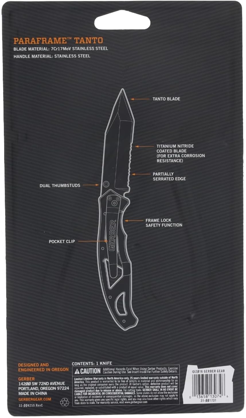 Gerber Gear Paraframe EDC Folding Pocket Knife with Safety Lock for Everyday Carry, Gifts for Men