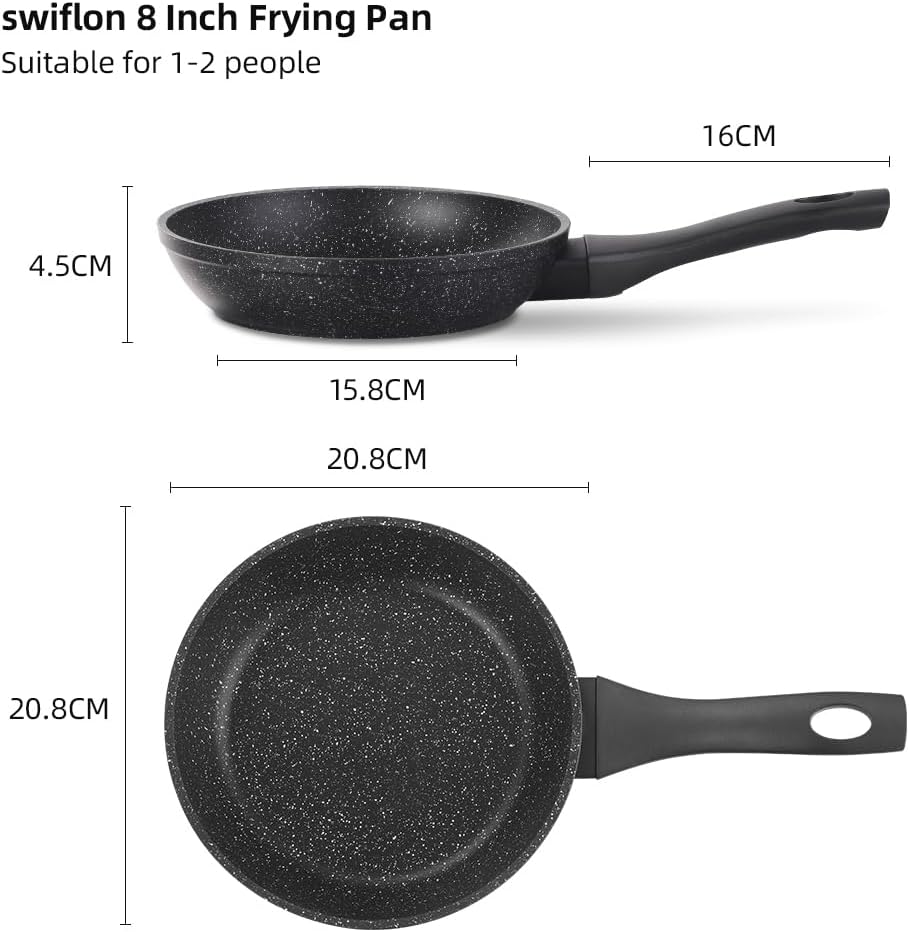 Non Stick Frying Pans,Healthy Stone Cookware,Deep Frying Pan Skillet,Omelette Pan,Egg Pans Nonstick,PFOA-free Non Toxic Frying Pan (8 Inch)