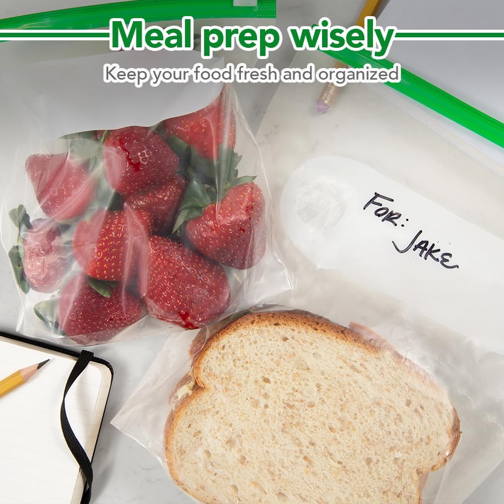 Quart Slider Storage Bags 500 Pack — Reusable Freezer Bags with Expandable Bottom, BPA Free, Microwave Safe, Clear Quart Food Storage Bags