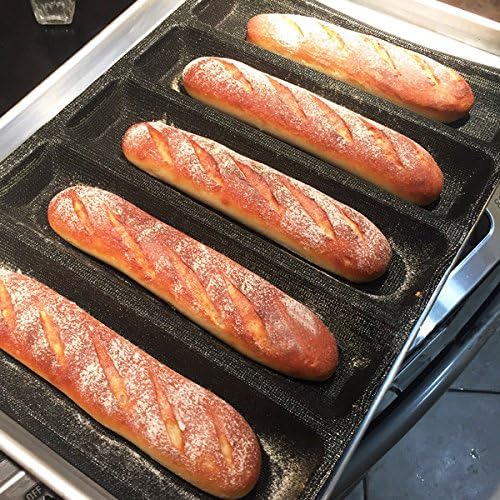 Bluedrop Hot Dog Molds Silicone Bread Forms Non Stick Bakery Trays For Roll Toasting 5 Loaves 12" Sheets