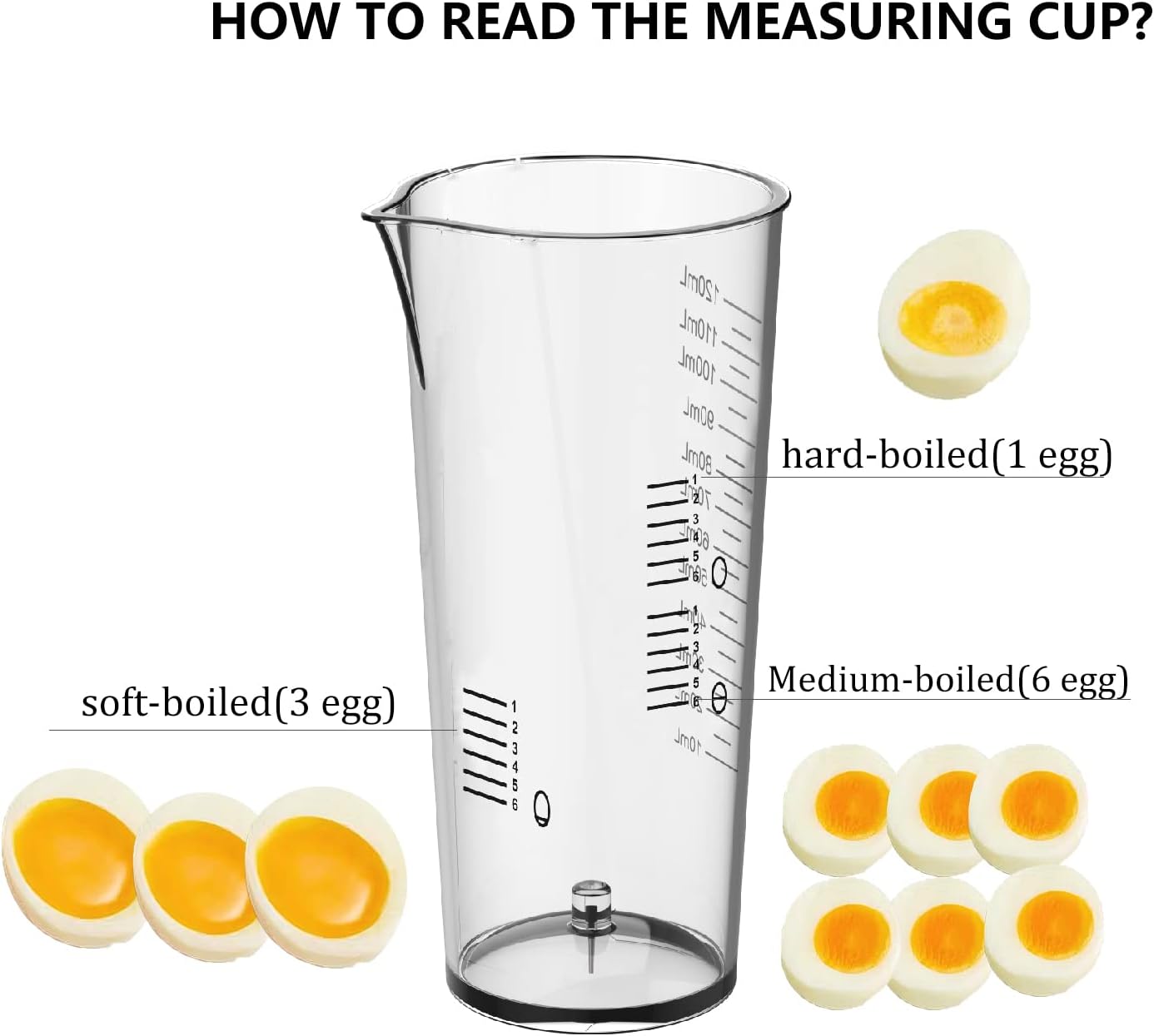 Rapid Egg Cooker Electric 6 Eggs Capacity, Soft, Medium, Hard Boiled, Poacher, Omelet Maker Egg Poacher With Auto Shut-Off, BPA Free