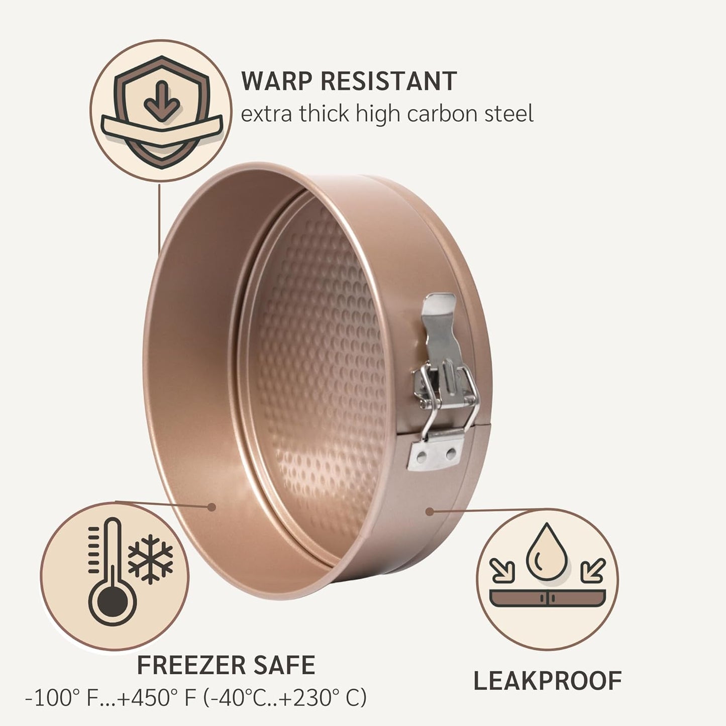 Non Toxic Nonstick 9 inch Springform Pan | 9'' Cheesecake Mold | Leakproof Spring-form Round Cake Pans | Nontoxic Non Stick Spring Form Pan for Baking | Spring-Form Pans Leak Proof