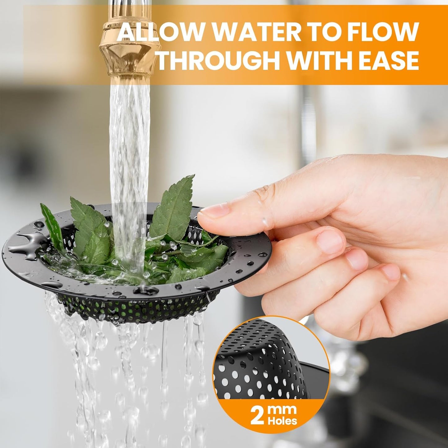 Huntorny 2PCS Kitchen Sink Drain Strainer and Stopper, Drain Catcher and Drain Protector for Kitchen Sink, Plug for Standard 3-1/2 Inch Garbage Disposal Sink Drain Cover