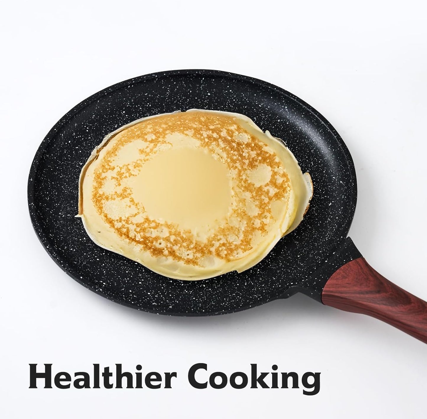 Crepe Pan,10 in Nonstick Crepe Pan, Granite Flat Skillet,non stick Dosa Tawa Comales Para Tortillas Pancake Pan,Dishwasher and Oven Safe Cookware,Induction Compatible, PFOA Free