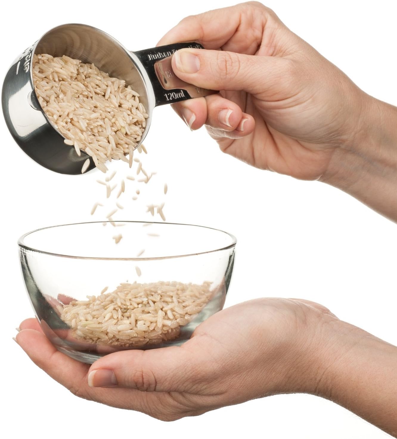 Hudson Essentials Stainless Steel Measuring Cups Set - Stackable Set with Spout