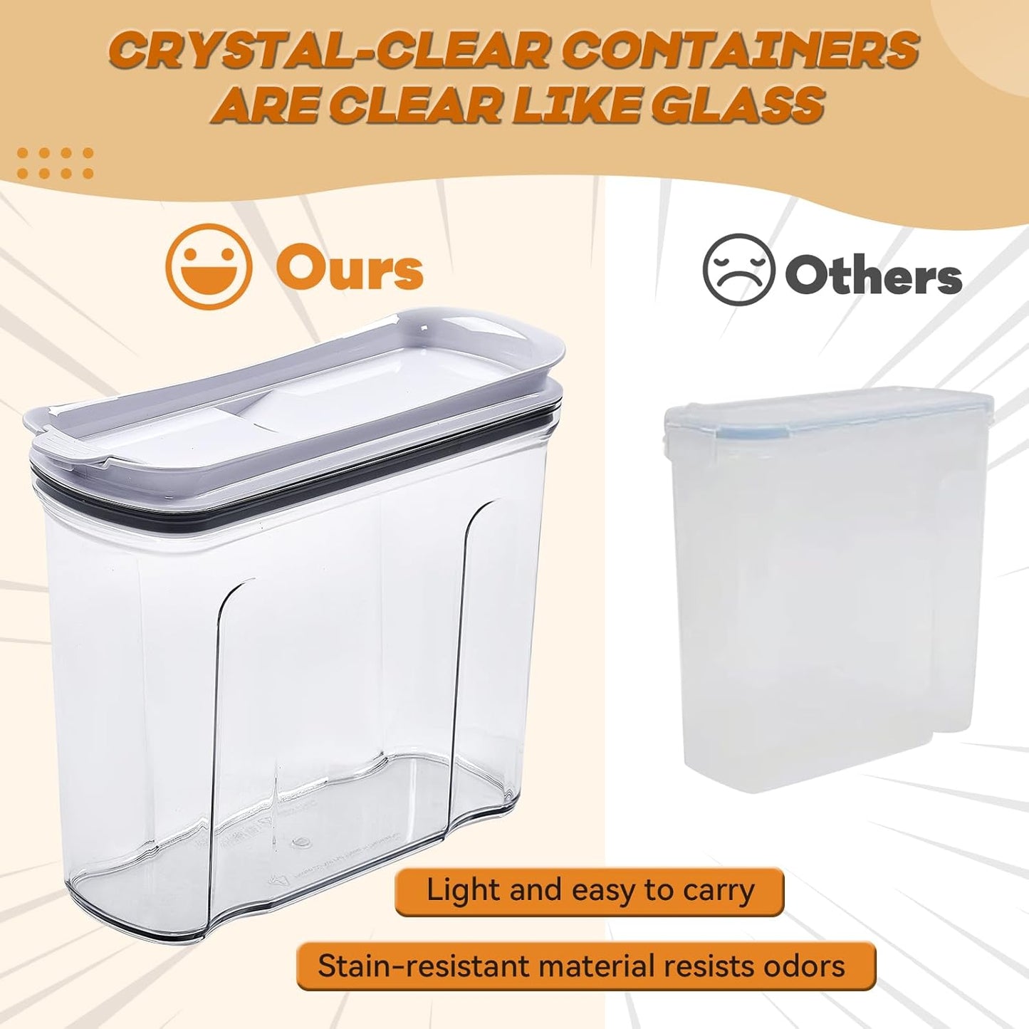 FreshKeeper Cereal Containers Storage Set, Airtight Food Storage Container with Lid 3.5L,2PCS BPA-FREE Plastic Pantry Organization Canisters for Rice Cereal Flour Sugar Dry Food in Kitchen…