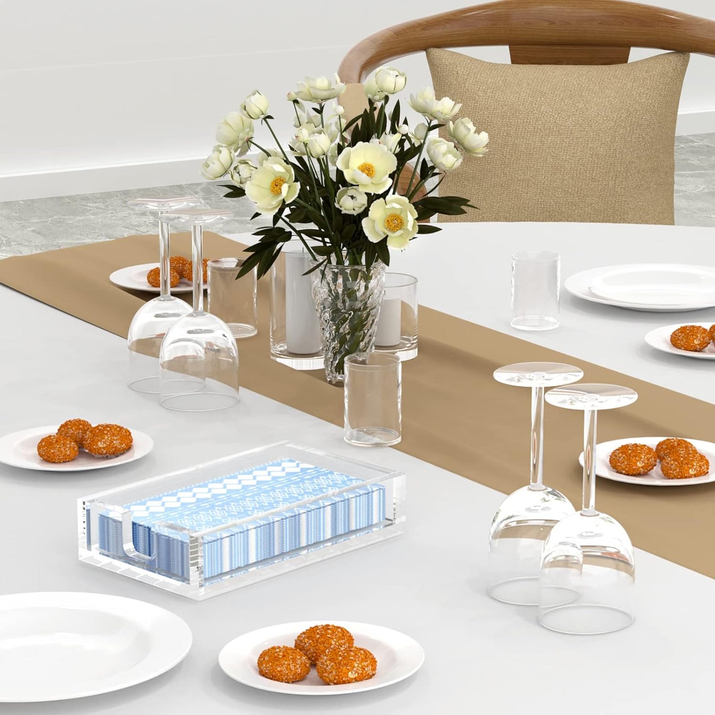 HIIMIEI Acrylic Napkin Holder for Bathroom, Acrylic Guest Towel Holder, Bathroom Napkins Guest Disposable Holder, Hand Towel Tray for Kitchen, Parties, Weddings, Party, Hotel, Restaurant(Clear)