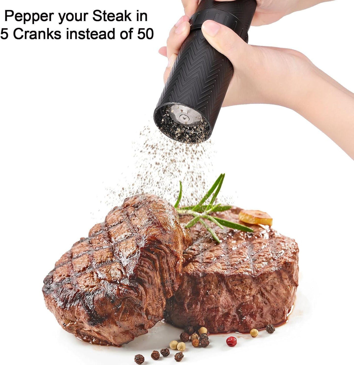 Heavy Duty Manual Pepper Grinder with More Pepper Output, Professional Grade Pepper Mill Refillable Set and Coarseness Can Be Adjusted Externally