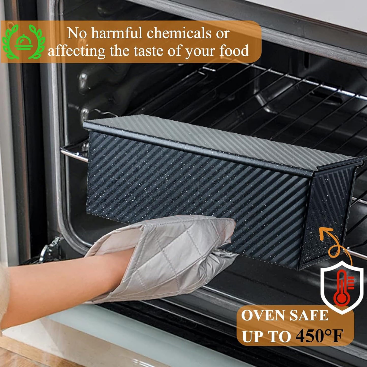 SS&CC Pullman Loaf Pan with Lid 13x4 | 2.2lb Carbon Steel Bread Pan for Homemade Sourdough & Sandwich Bread | Nonstick Bakeware, Heavy Duty & Easy Clean (Black, 2.2lb)