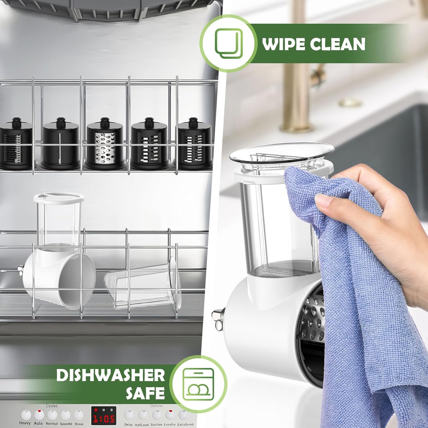 GVODE 5-Blade Cheese Grater with Removable Stainless Steel Blades & Non-Slip Plastic Base – Dishwasher Safe, Anti-Skid Design for Parmesan, Vegetables, Chocolate