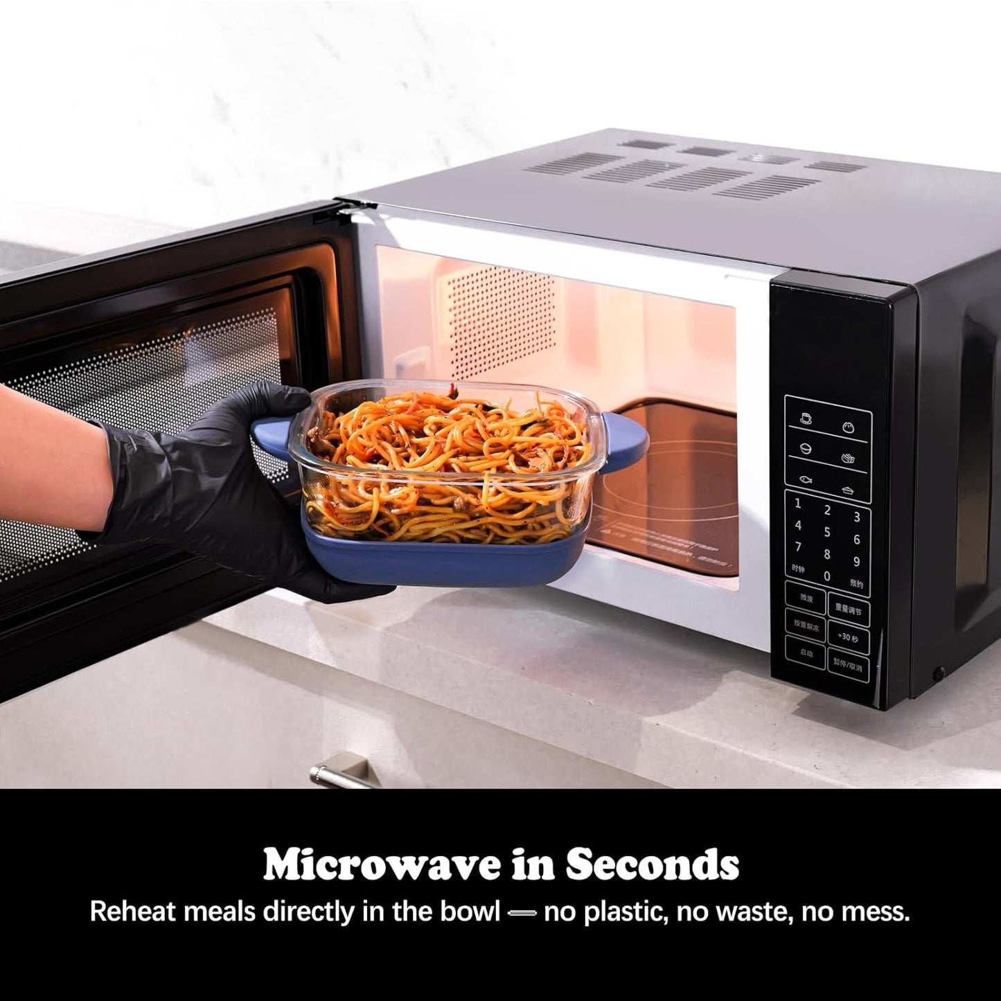 6 Cup Baking Dish Set - 2 Pack, 7 Inch Square Tempered Glass Food Storage Containers with Crispy Tray Compatible with Ninja Crispi Air Fryer - Oven, Microwave, Freezer and Dishwasher Safe