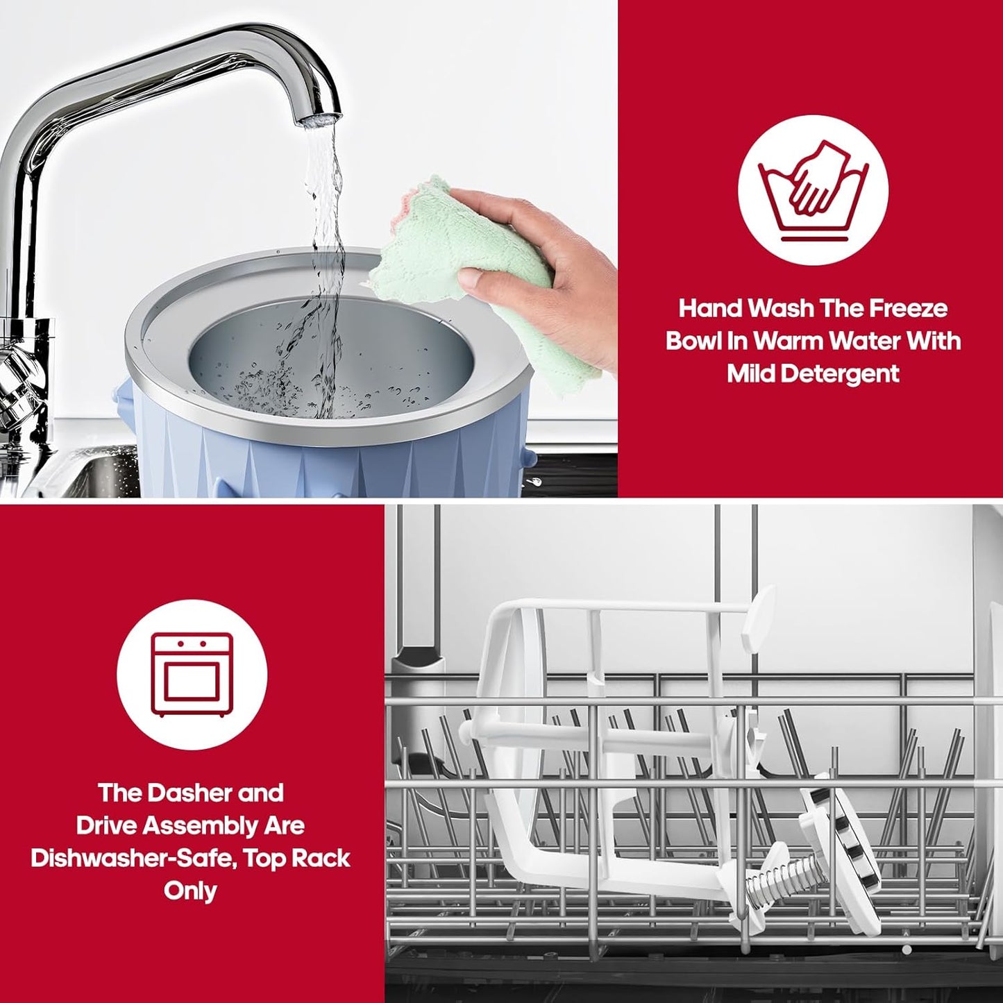 InnoMoon Ice Cream Maker Attachment for KitchenAid Stand Mixer, Compatible for Kitchenaid 4.5QT/5QT/6QT/7QT Stand Mixer, 2-Quart Frozen Yogurt, Sorbet Gelato Maker, Kitchen aid Ice Cream Maker (Blue)