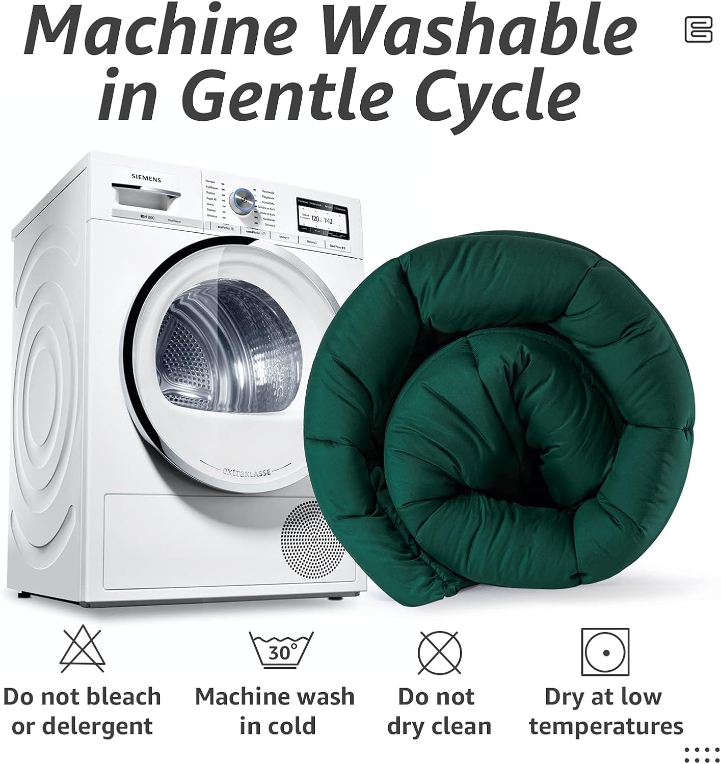 HYLEORY All Season Queen Size Bed Comforter - Cooling Goose Down Alternative Quilted Duvet Insert with Corner Tabs - Winter Warm - Machine Washable - Emerald Green