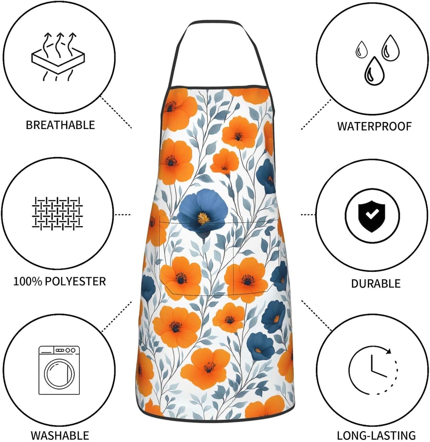 Women Men Bib Aprons Chef Cooking Aprons with Pockets for Kitchen Cooking BBQ Baking Grilling