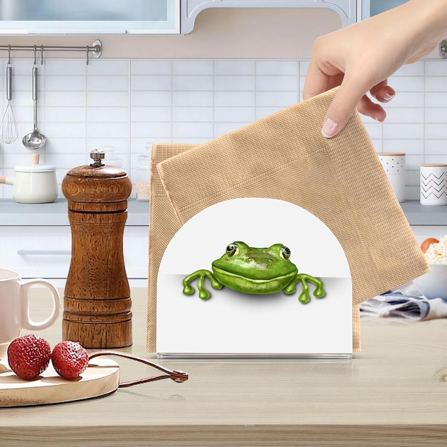 Frog Napkin Holder for Table Paper Napkins Holder Acrylic Tissue Dispenser Kitchen Dining Room Bathroom Party Car Decor