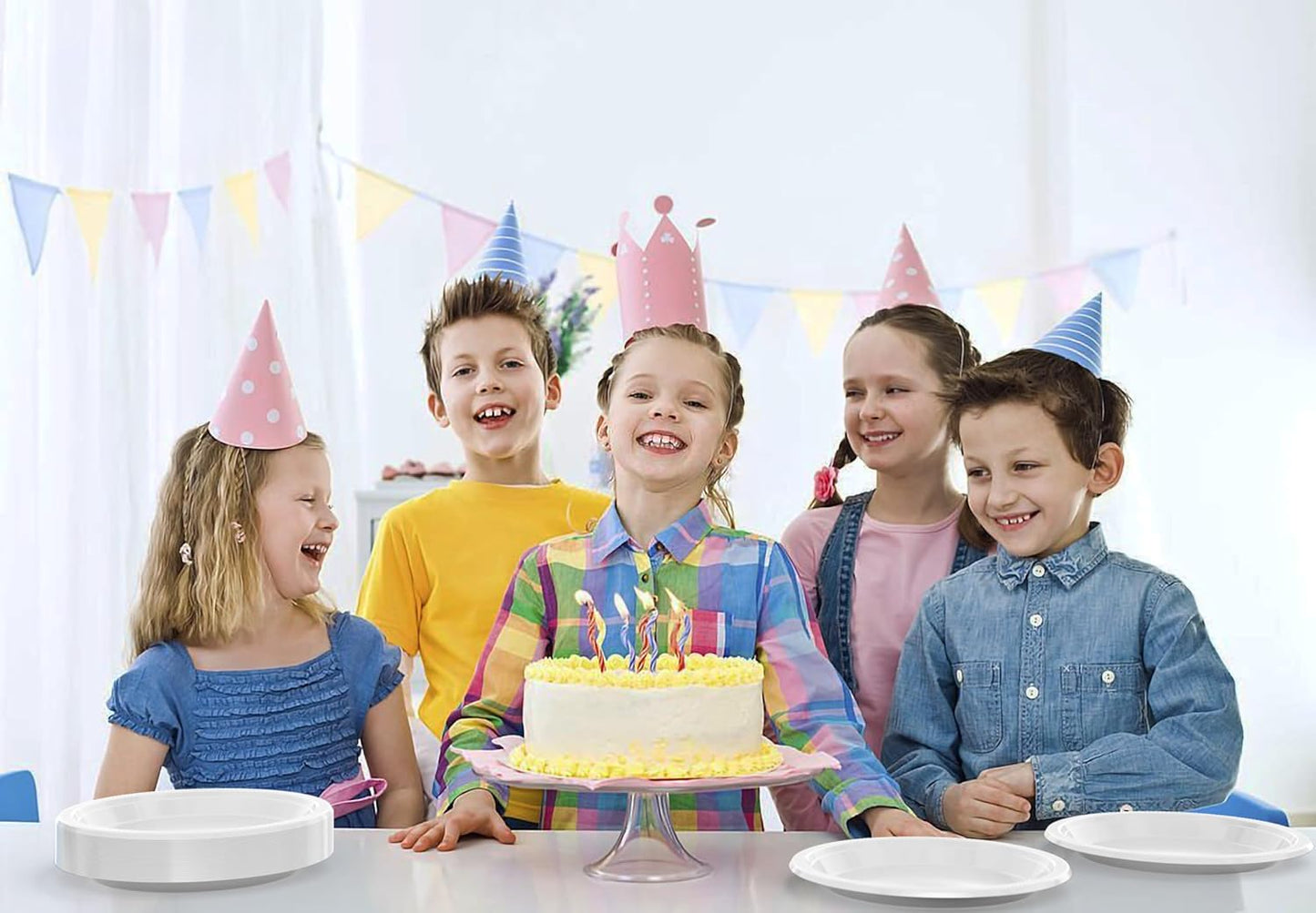 Exquisite Party Solids White Plastic Plates For Party 10" White Disposable Plates Heavy Duty Supplies 100 Pcs Plastic Dinnerware Sets Heavy Duty 350 GSM Disposable Dinnerware Set