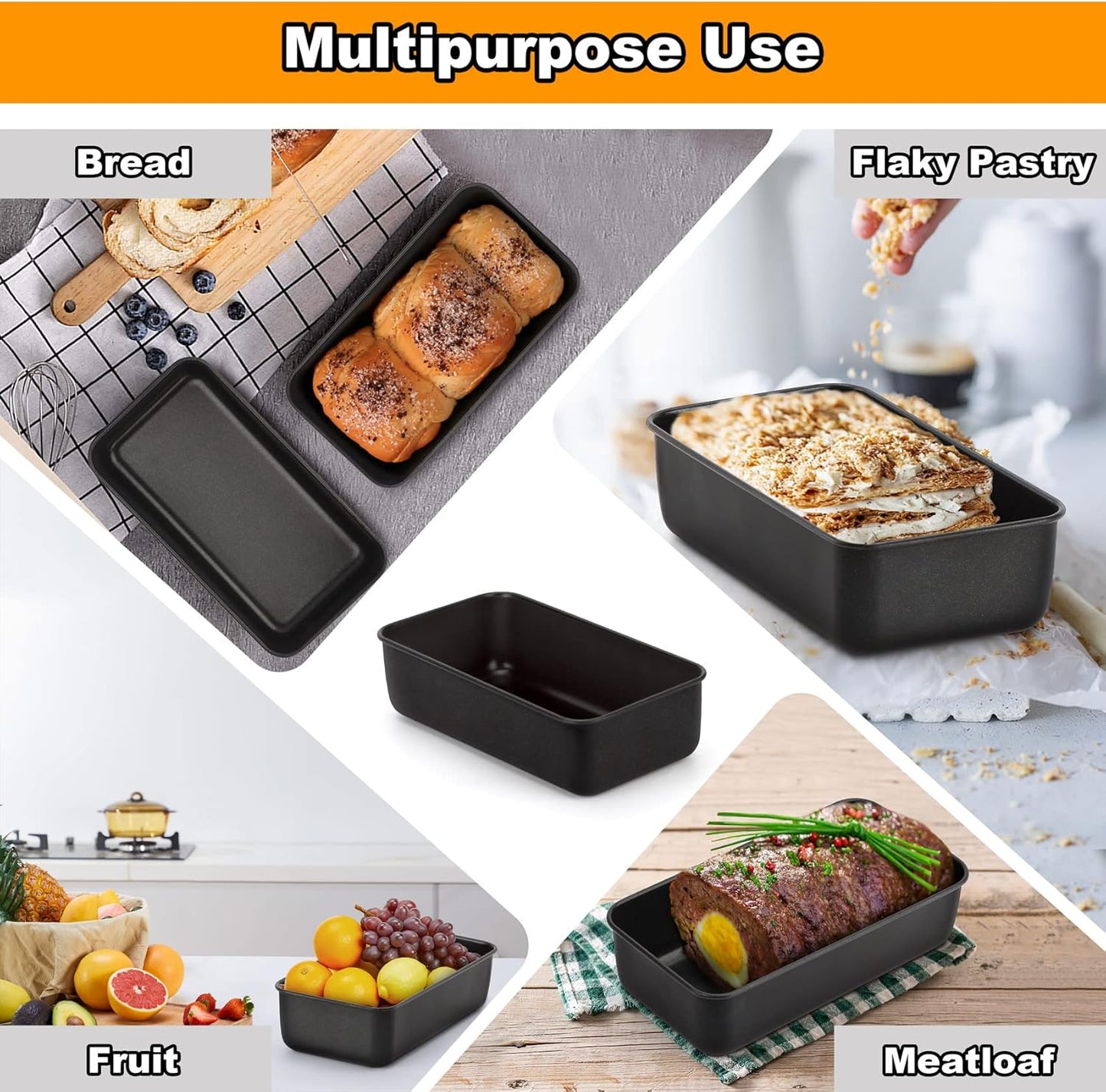 LIANYU 3 Pack Nonstick Loaf Bread Pan, 9x5 Inch Baking loaf Tin, Stainless Steel Meatloaf Pan Tin for Baking Banana Sandwich Bread, Dishwasher Safe