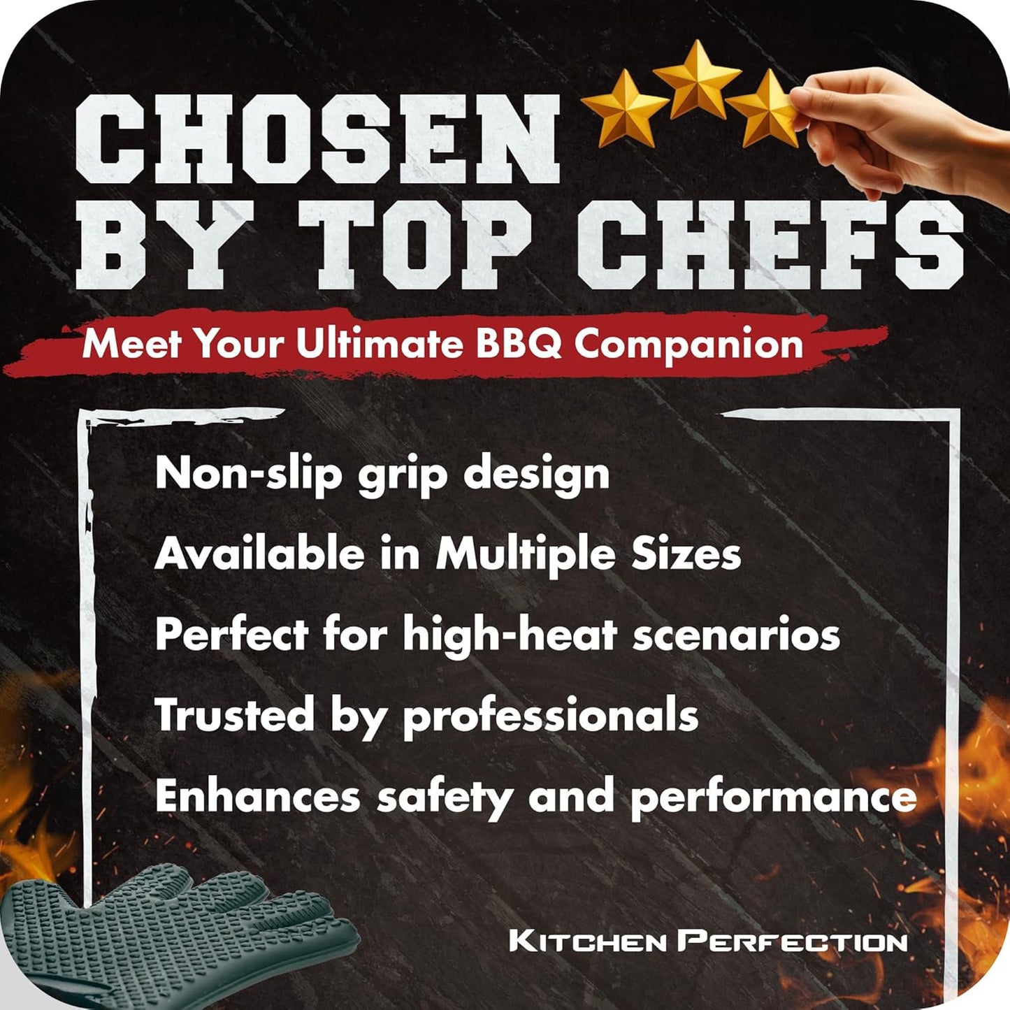 Kitchen perfection Silicone Smoker Oven Gloves -Extreme Heat Resistant BBQ Gloves -Handle Hot Food Right on Your Grill Fryer Pit|Waterproof Oven Mitts |Superior Value Set+3 Bonuses