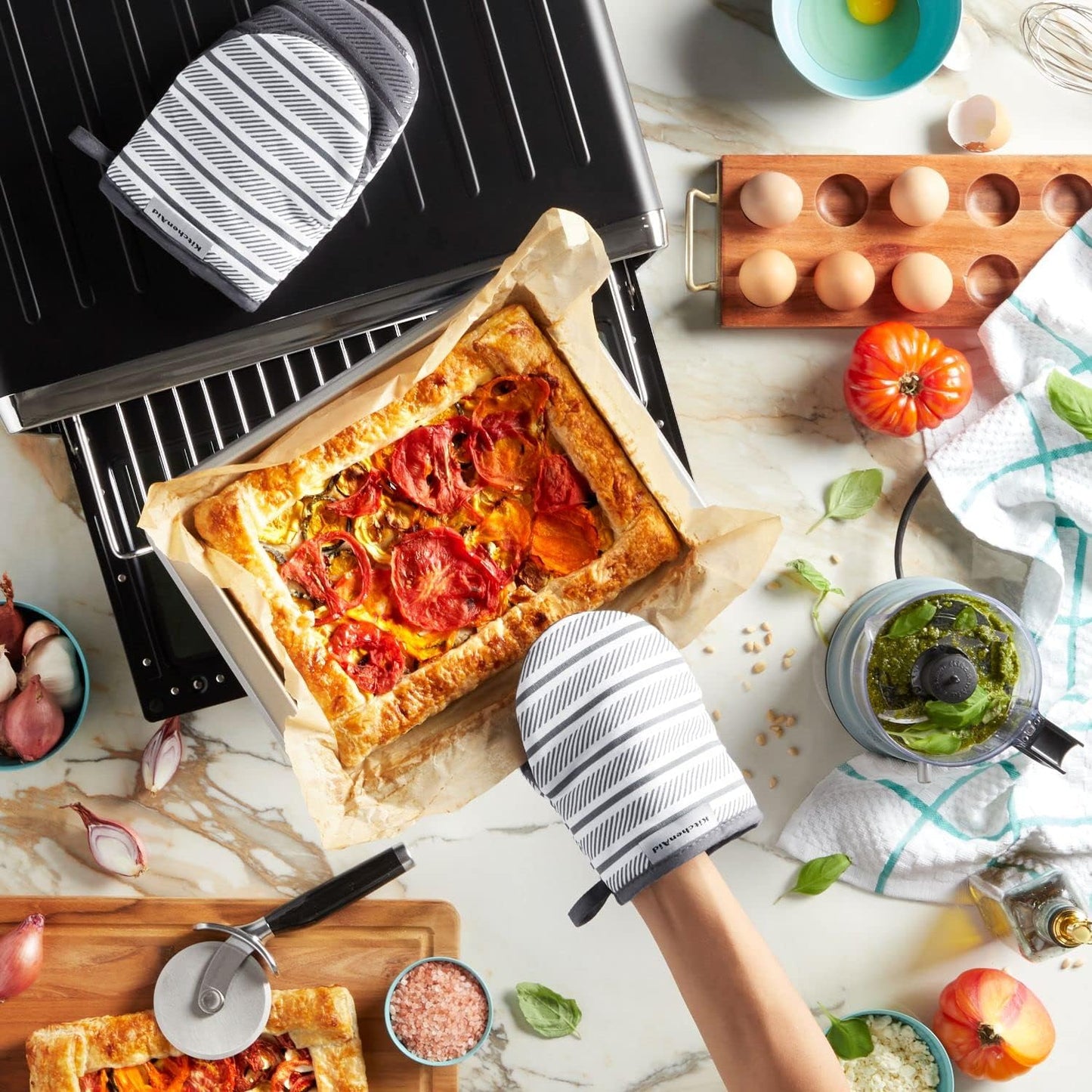 KitchenAid Albany Mini Oven Mitt 2-Pack Set, Charcoal Grey, 5.5"x8"