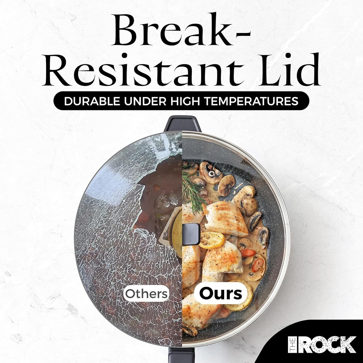 THE ROCK SOHO 4 Qt Nonstick Deep Frying Pan Skillet with Glass Lid, 11 Inch Large Deep Frying Pan, Non Stick Saute Pan – Stay-cool Handle, Induction Compatible, Oven & Dishwasher Safe, Black