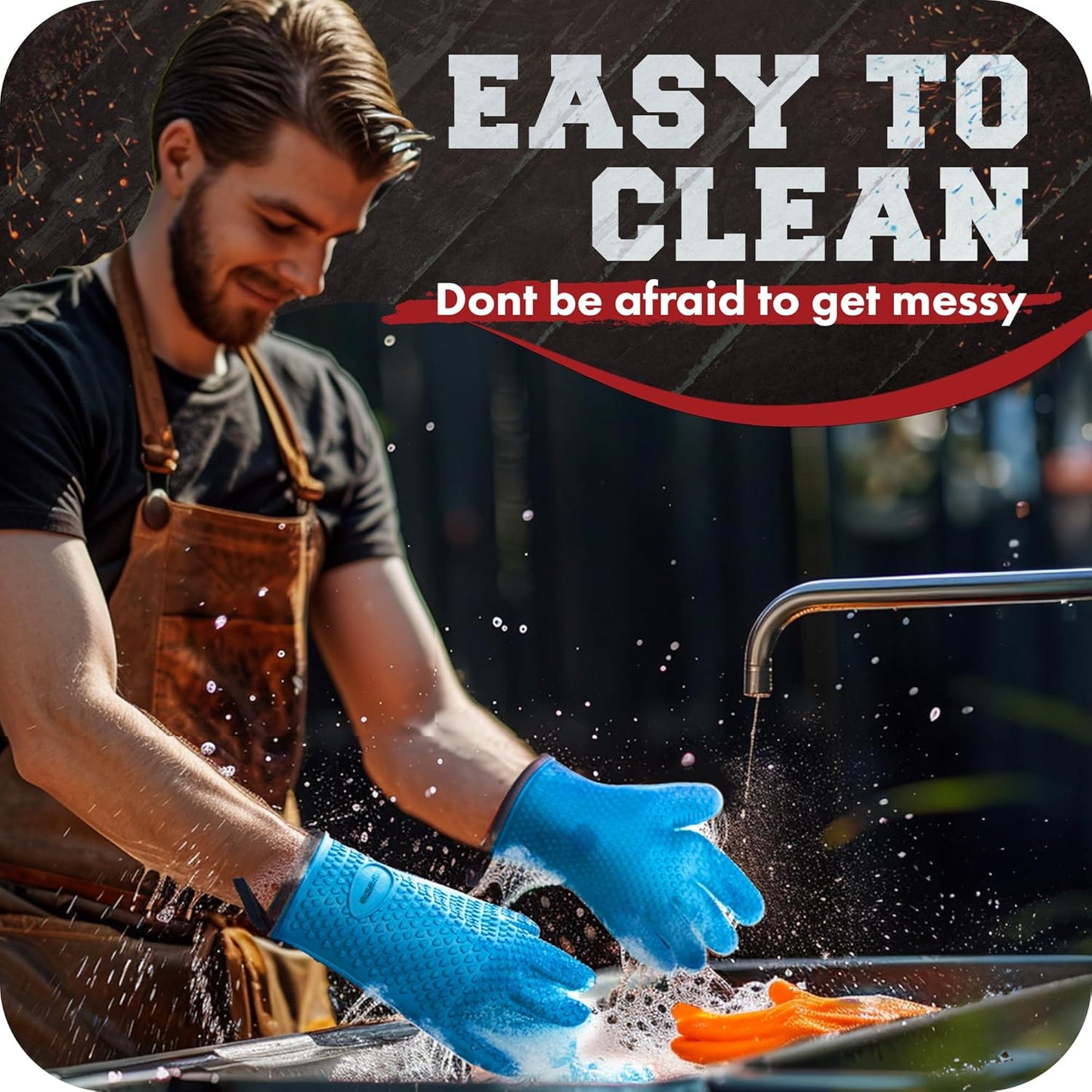 KITCHEN PERFECTION XL Silicone Smoker Oven Gloves-Extreme HeatResistant Gloves-Handle Hot Food Right on Your Grill BBQ Fryer&Pit|Waterproof Grilling Cooking&Baking Mitts|Superior Value Set+3 Bonuses