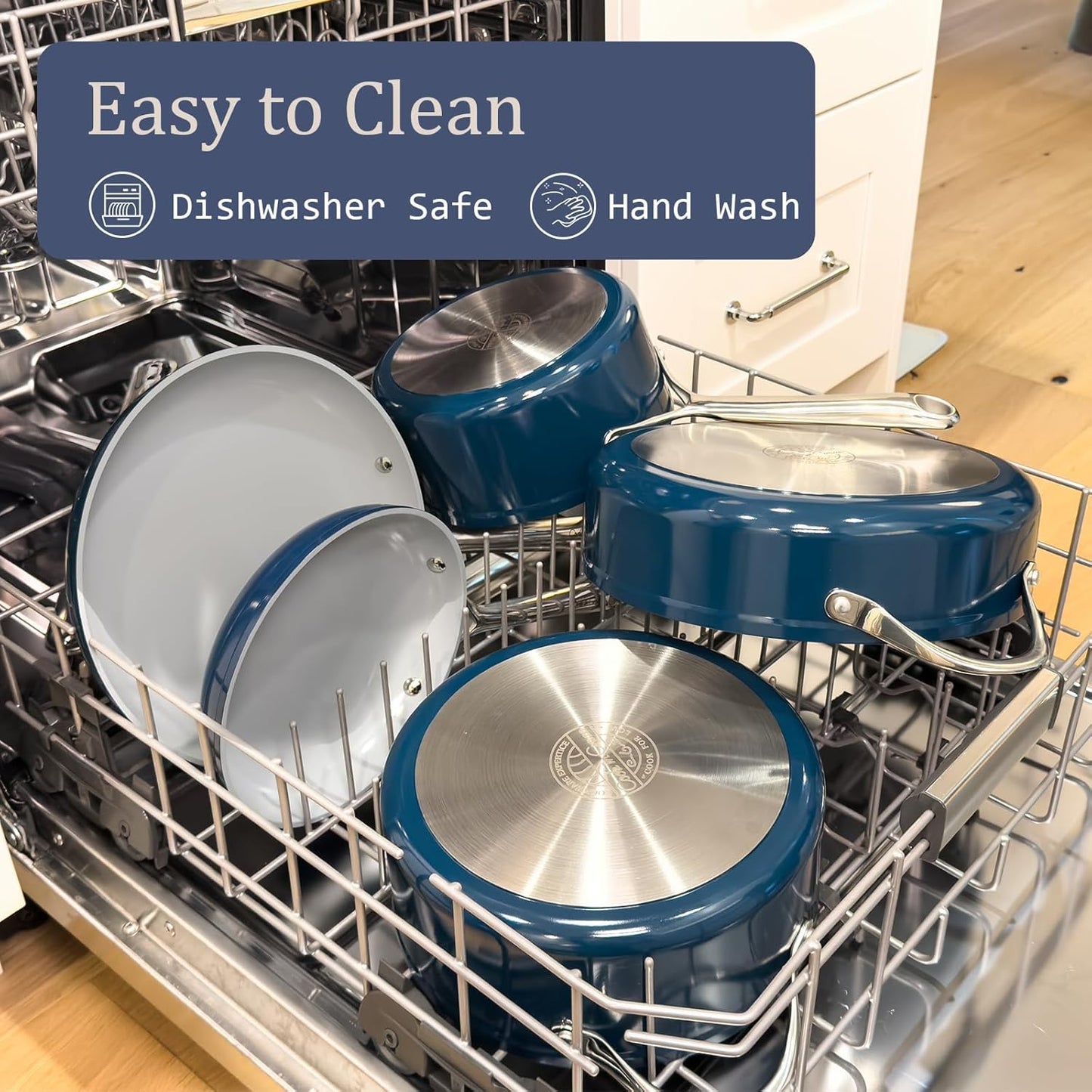 Nonstick Ceramic Frying Pan 10 Inch for Induction Cooktop - Non Toxic, PTFE/PFOA/PFAS Free, Oven & Dishwasher Safe up to 500ยฐF - Non Stick Small Skillet with Stay-Cool Handle - Cream