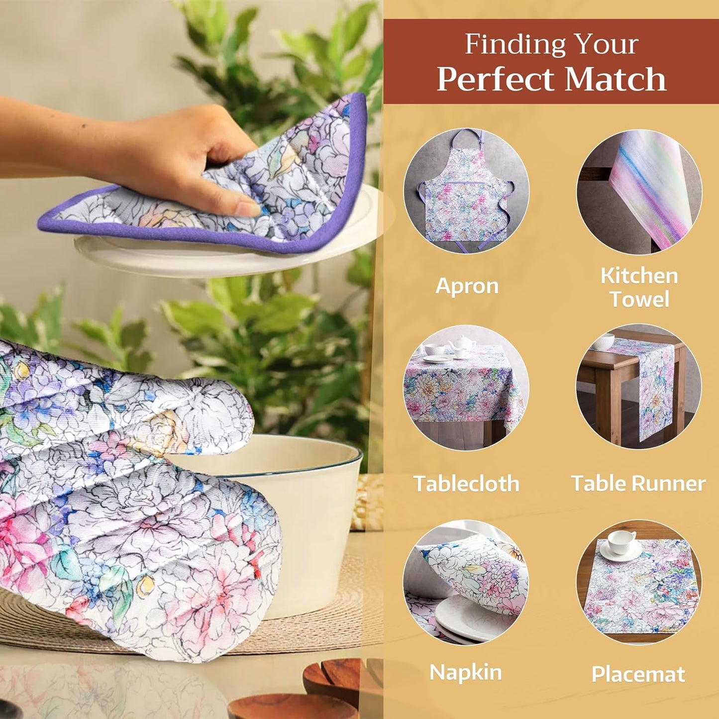 Maison d' Hermine Pot Holders Set 100% Cotton Heat Resistant Potholders 8" x 8" Hot Pads with Loop BBQ, Cooking, Baking, Grilling, Kitchen, Handling Hot Pans Spring/Summer (Pack of 2, Floral Love)