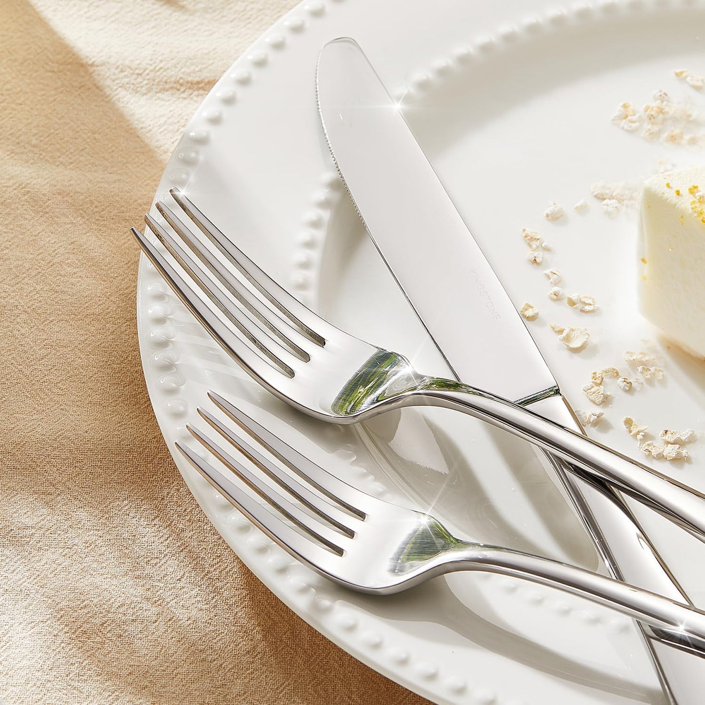 KINGSTONE 45 Pieces Silverware Set for 8, Premium Stainless Steel Flatware Set with Serving Utensils, Heavy Duty and Modern Design Cutlery Set, Mirror Polished, Dishwasher Safe