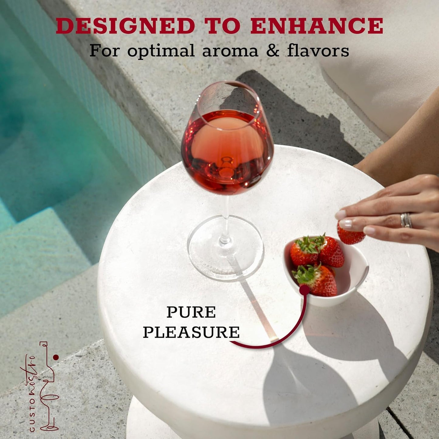 Gusto Nostro Crystal Wine Glasses Set of 4, 15.2 Oz Long Stem Modern Wine Glasses for White and Red Wine, Dishwasher Safe, Fancy, Elegant, Large and Tall Wine Glass for Wedding Christmas Anniversary