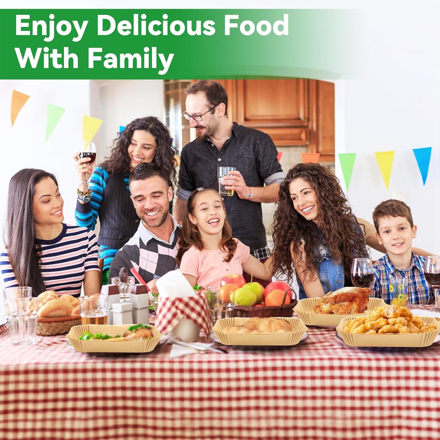 Air Fryer Liners,240 PCS Rectangular Non-stick Disposable Paper Liners, OAMCEG 2-Basket Air Fryer Parchment Baking Paper for Frying, Baking, Cooking, Roasting and Microwave