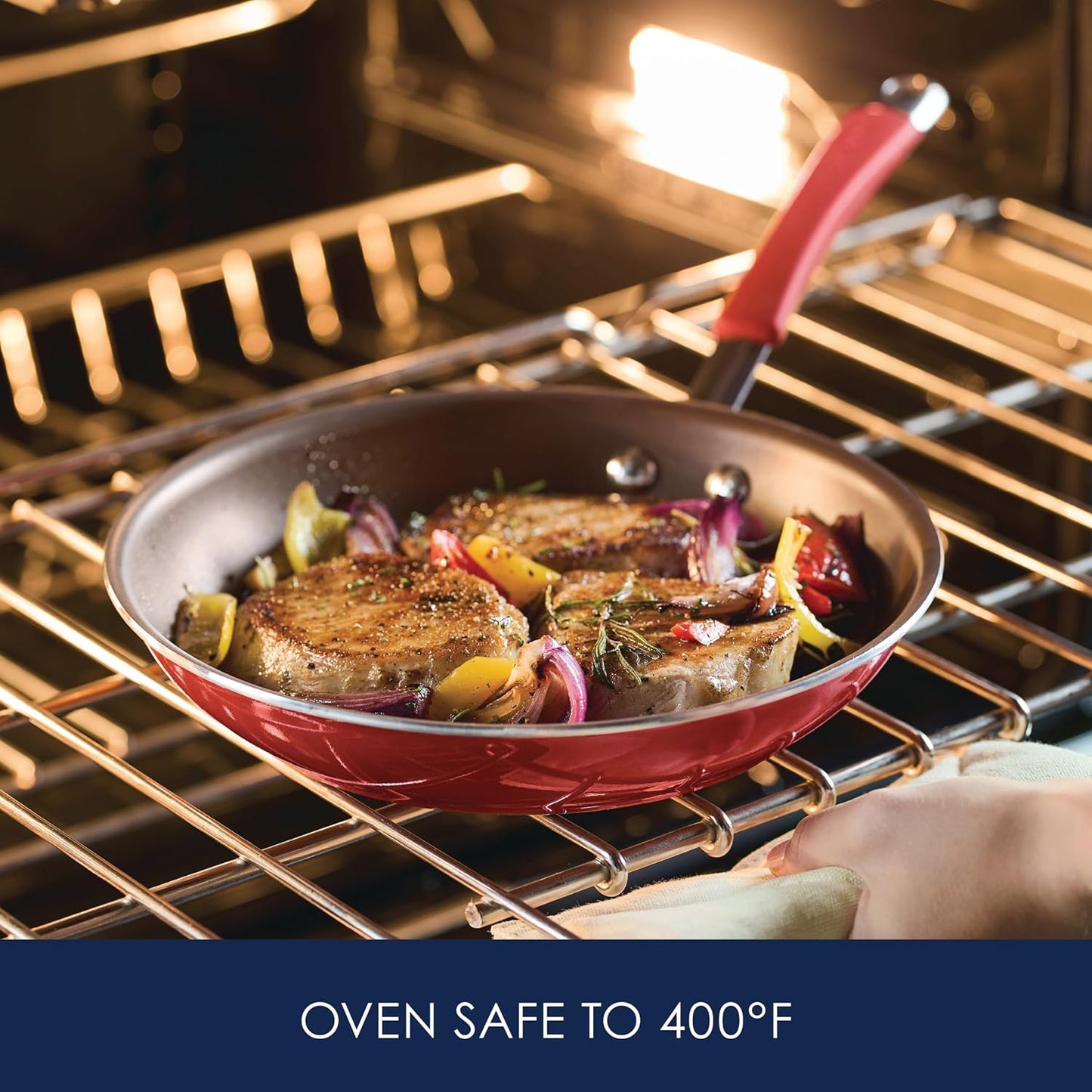 Rachael Ray Cucina Nonstick Frying Pan Set / Fry Pan Set / Skillet Set - 9.25 and 11 Inch, Cranberry Red