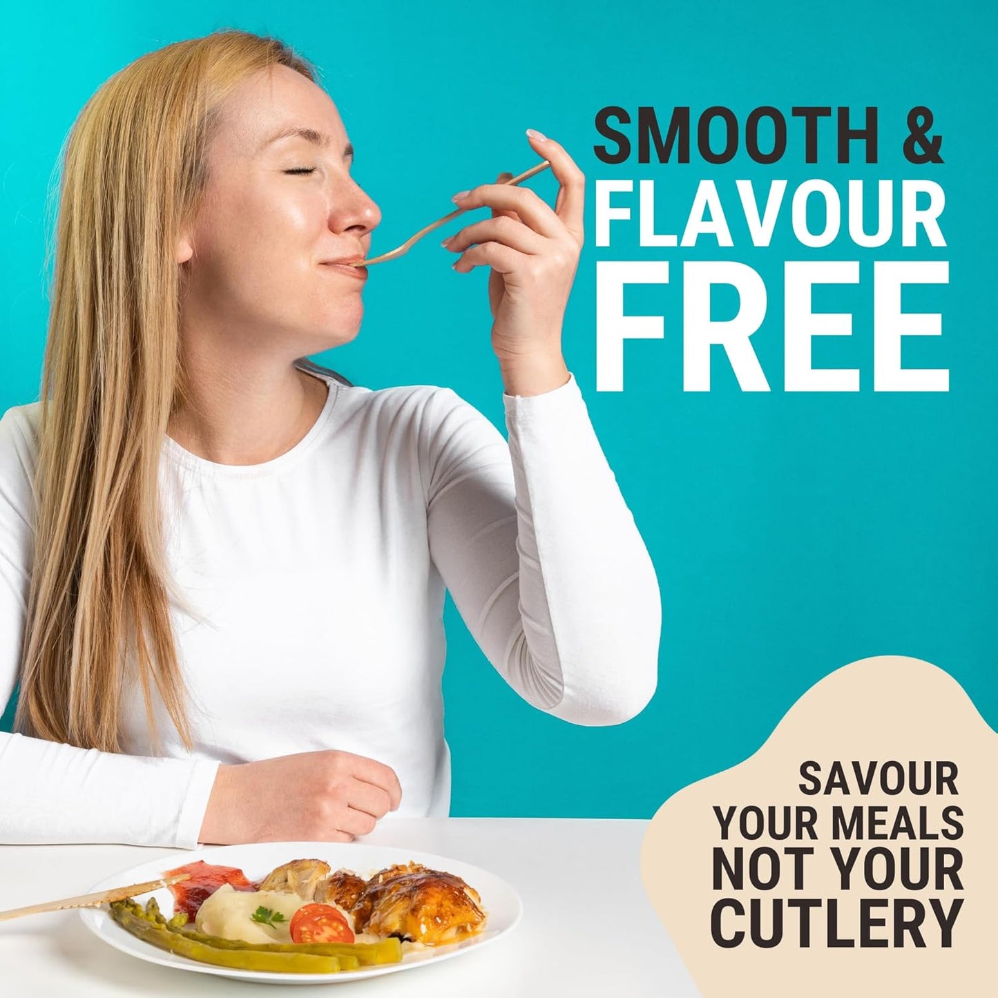 Bamboo Cutlery Set 300 Pcs (100 Forks 100 Knives 100 Spoons) Reusable & Disposable Bamboo Utensils Set | Splinter-Free, Sturdy, Compostable Cutlery Set| FSC Certified