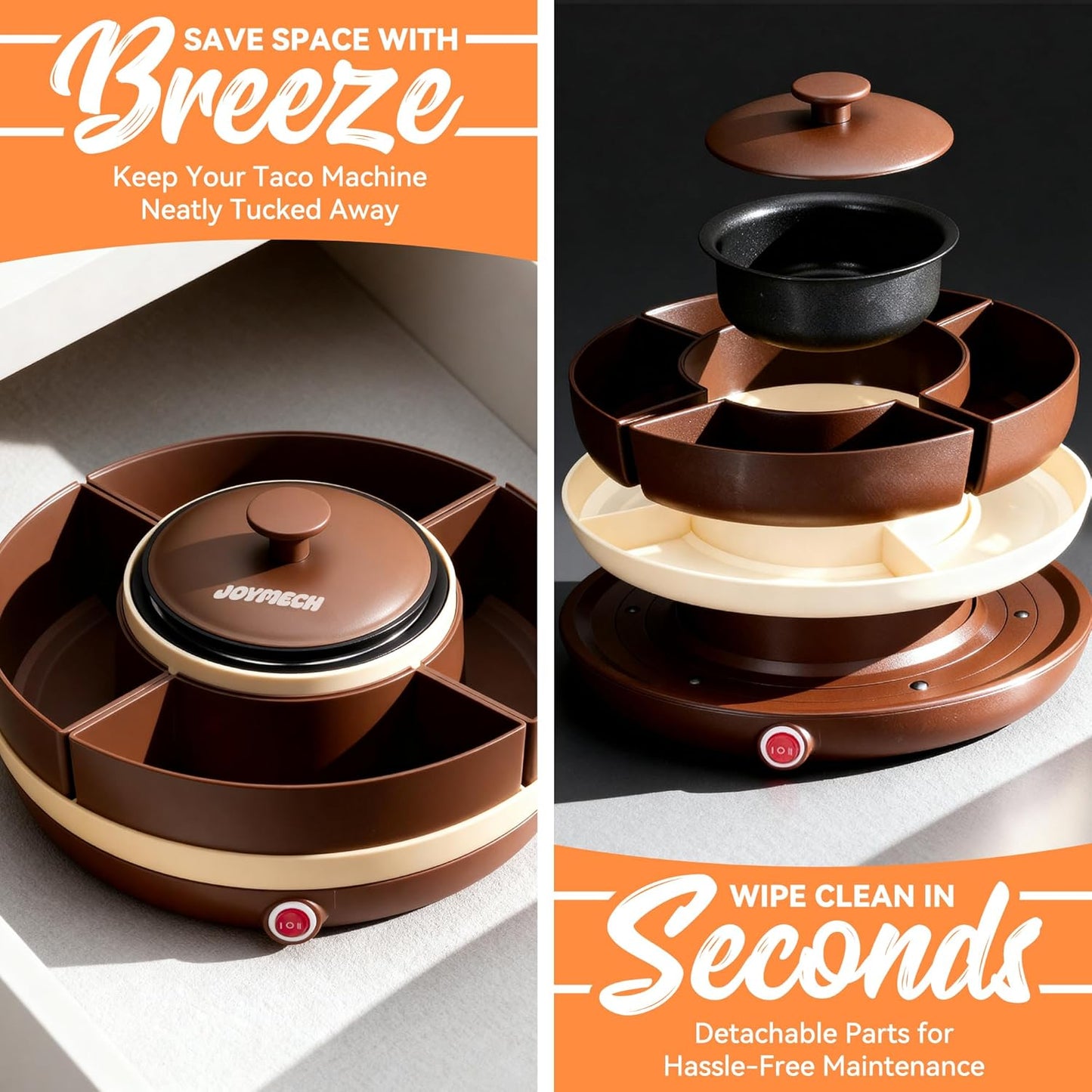 Cheese & Chocolate Fondue Machine, Candy Melting Pot for Party, Electric Fondue Pot Set, Chocolate Warmer, Hot Chocolate Maker, 4-Section Food Tray, Brown