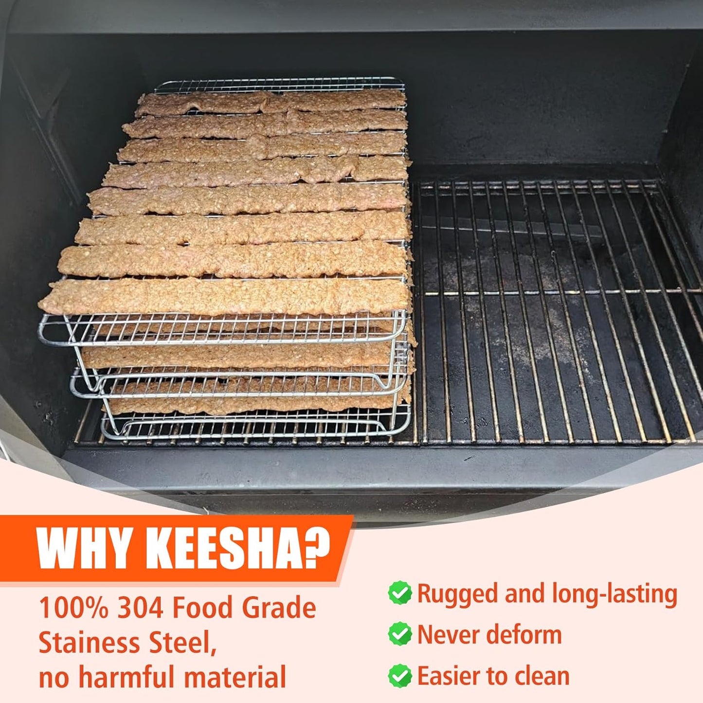 Cooling Rack, 304 Stainless Steel 3 Tier Cooling Rack for Cooling, Roasting and Grilling, Heavy Duty and Collapsible, Oven and Dishwasher Safe, 12" x 16.5", 2 Pack