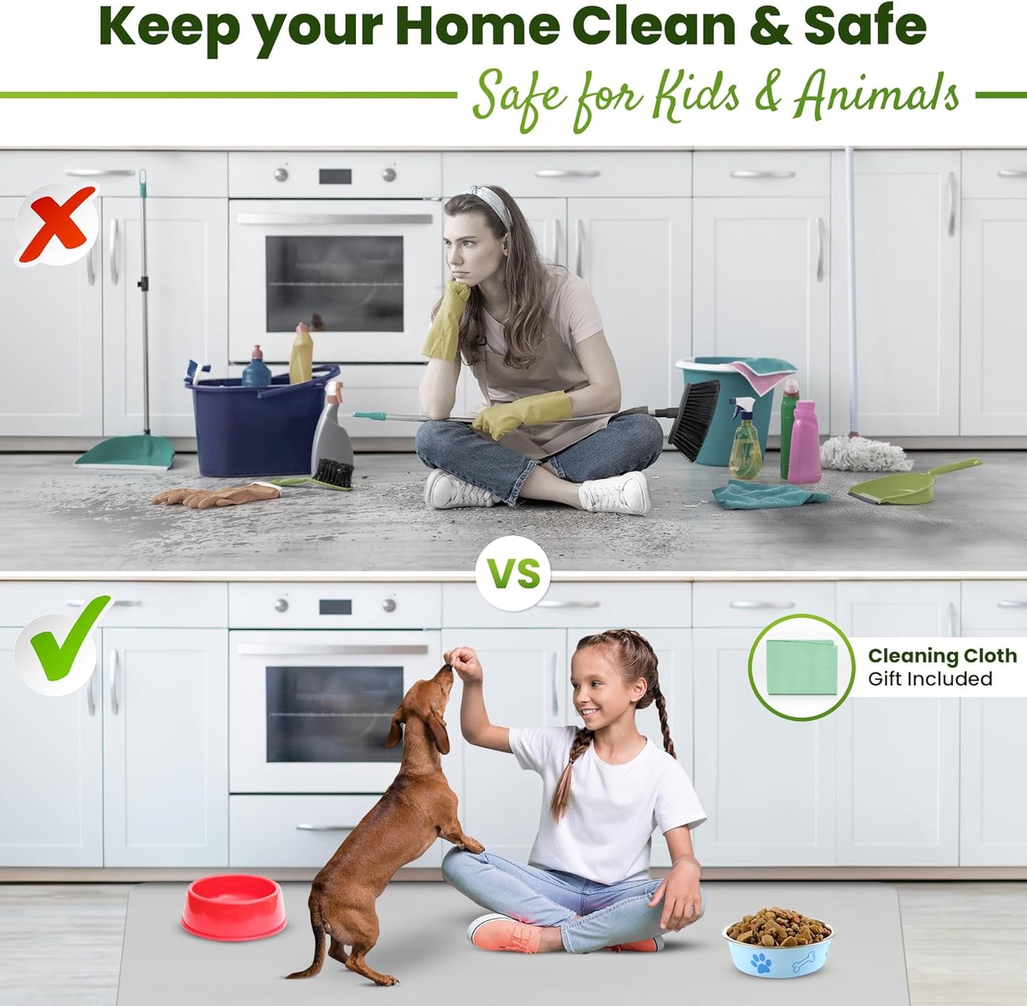 Premium Large Silicone Mat 28" x 20" Silicone Mat Heat Resistant, Kitchen Counter Mat Waterproof for Coffee Machine, Glass Top Stove Cover, Countertop Protector Air Fryer, Baking mat (Light Gray)