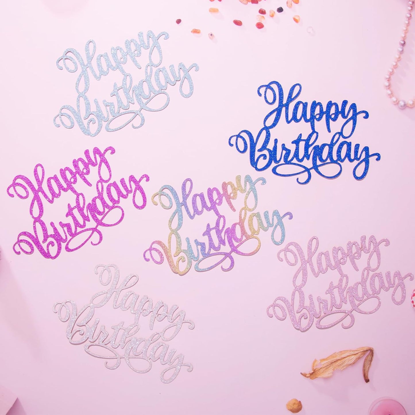 Happy Birthday Cake Toppers 9 Inch Glitter Happy Birthday Cake Pick for Birthday Anniversary Theme Party Cake Decorations Supplies - Dark Blue
