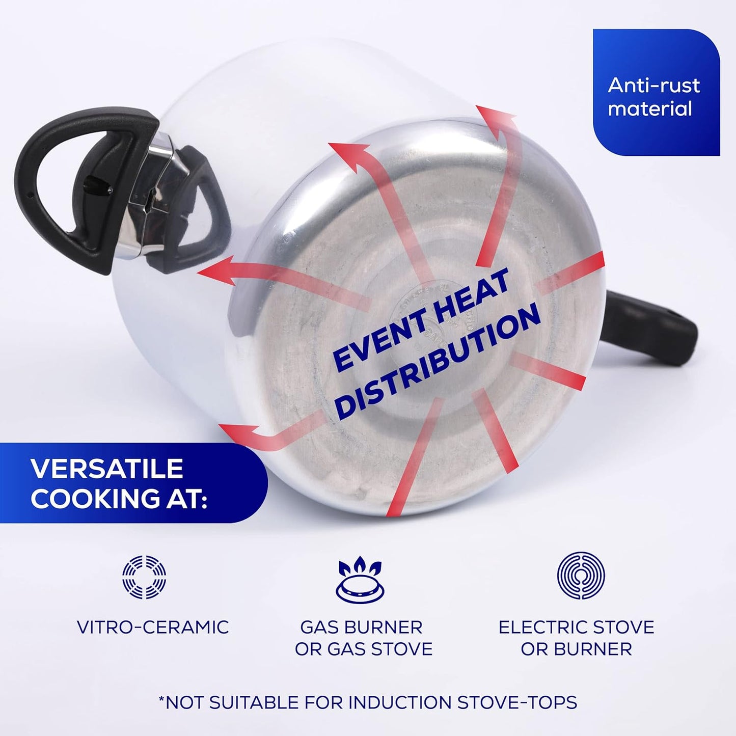 Universal (10.5 Quart / 10 Liter) Pressure Cooker, 11 Servings, Aluminum Pressure Cooker With Multiple Safety Systems and Heat Resistant Handles For Stews, Soup, Meat, and Beans