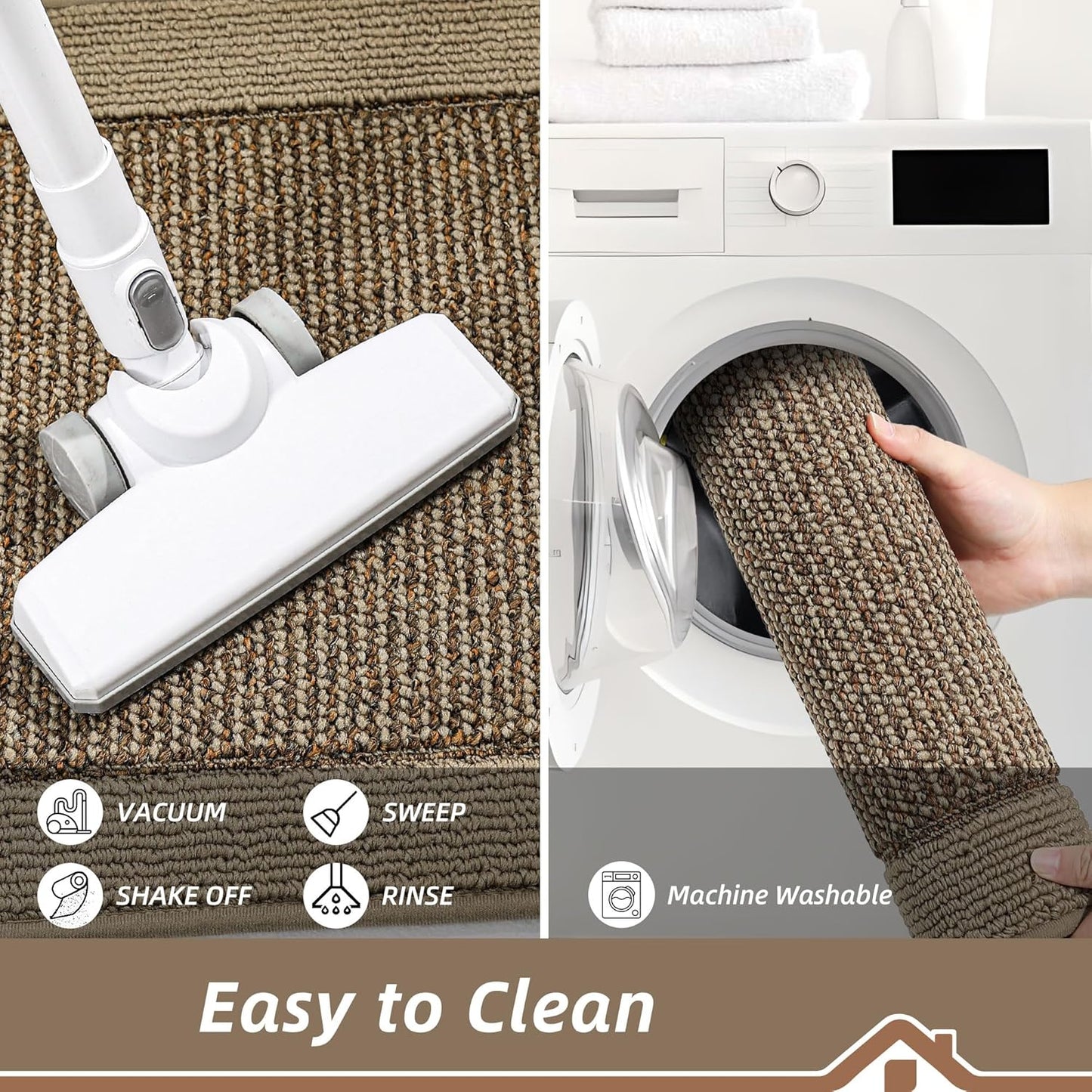 BEQHAUSE Kitchen Rugs and Mats Set of 2 Non-Slip Kitchen Mats for Floor, Absorbent and Stain Resistant Kitchen Runner, Machine Washable Rugs for Kitchen, Laundry & Sink, 20"x32"+20"x48", Taupe