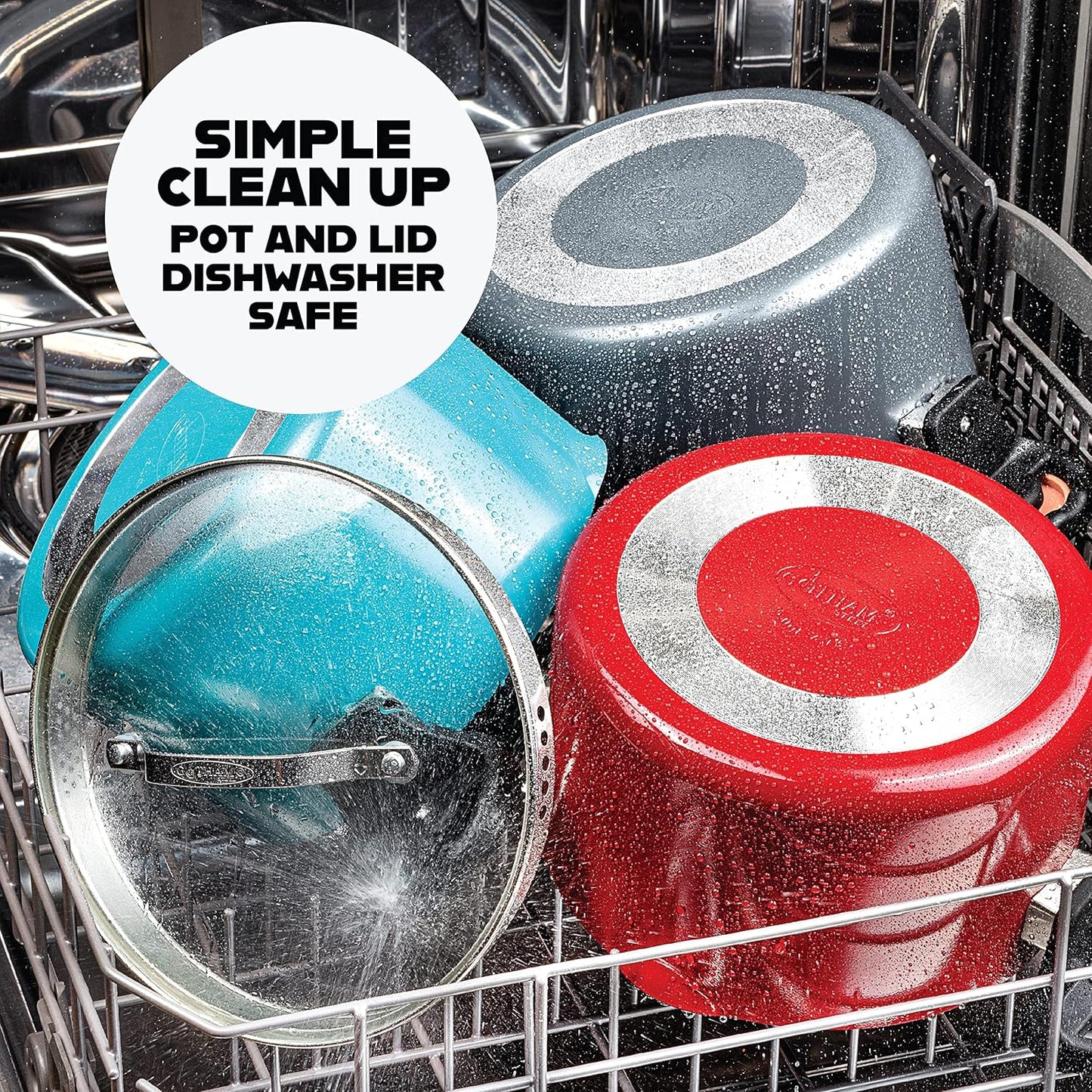 GOTHAM STEEL 5 Qt Ceramic Stock Pot Multipurpose Pasta Pot with Strainer Lid & Twist and Lock Handles, Nonstick Ceramic for Soup, Spaghetti, Rice, Pots for Kitchen, Dishwasher Safe - Copper