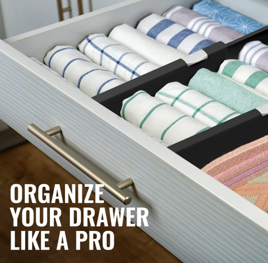 Transform Your Drawers Instantly with RAPTUROUS Adjustable Dividers (4-Pack)