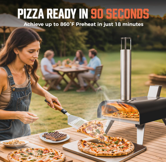 BIG HORN 12" Outdoor Wood Pellet Pizza Oven – Easy Stone-Baked Pizza Anywhere