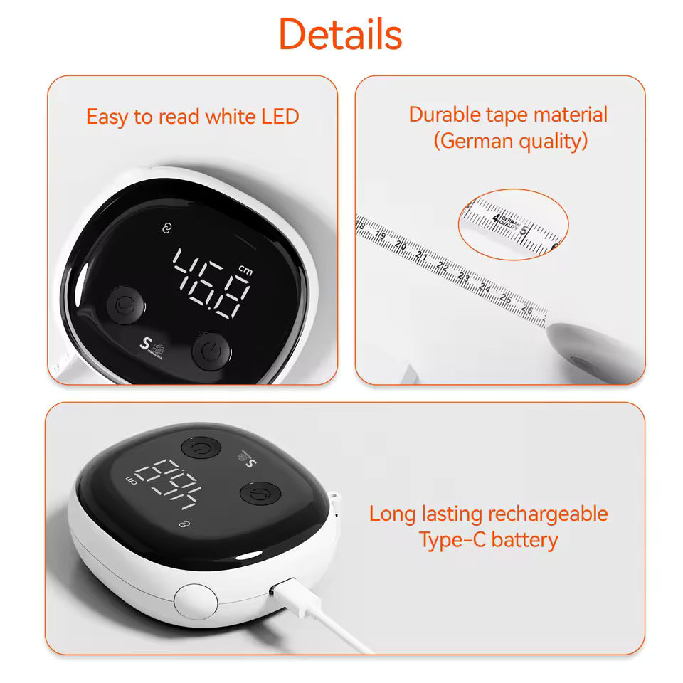 Smart Body Tape Measure – Bluetooth Digital Tape with LED Display for Weight Loss & Fitness Tracking