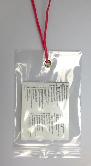 GPI - 5" x 7" Reclosable Zip Bags with Bottom Hang-hole & Pre-inserted 12" Twist-tie. 4 Mil Heavy-duty Resealable Zipper Baggy with Grommet/Metal Eyelet for Hanging (Insert Size 4.5x5.5) 100 Pack