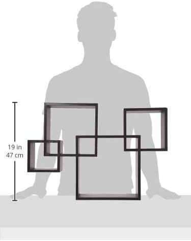 Greenco 4 Cube Intersecting, Easy-to-Assemble Floating Wall Mount Shelves for Bedrooms and Living Rooms - Walls Shelving for Living Room - Wall Mounted Shelves - Espresso Finish