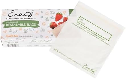 Earth's Natural Alternative Compostable Food Storage Bags, Reusable, Quart | Eco-Friendly | Freezer Safe | Resealable | 100 Count, Pack of 12